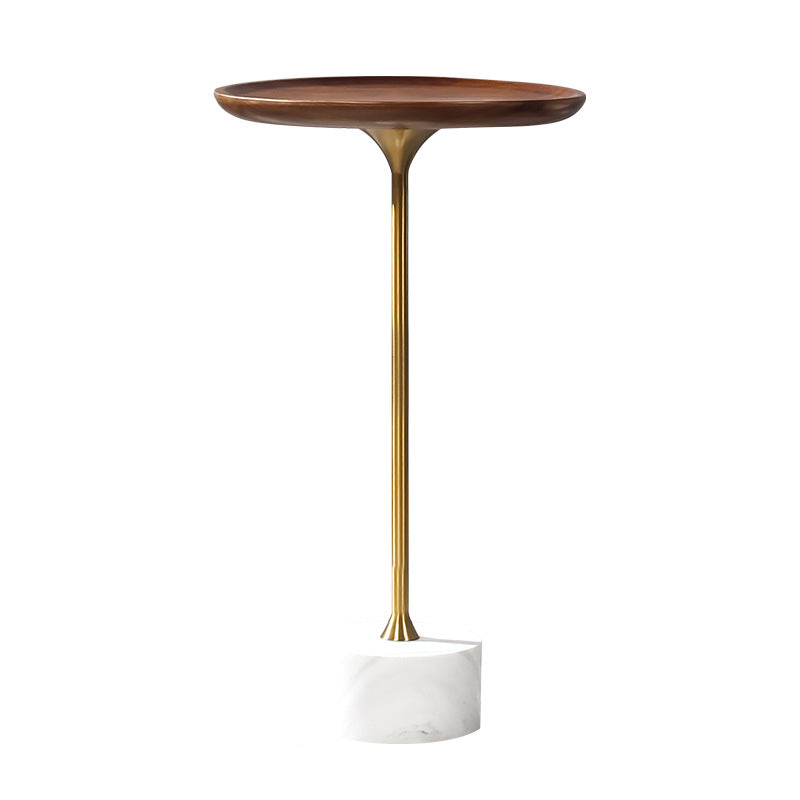 Pedestal Design Cocktail Table Brown Wood Top Marble Pedestal Coffee Table