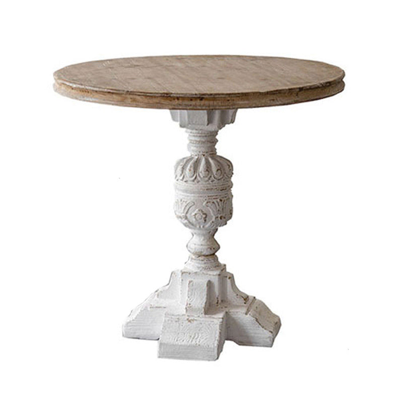 French Country Style Cocktail Table Solid Wood with White/black Metal Base Coffee Table