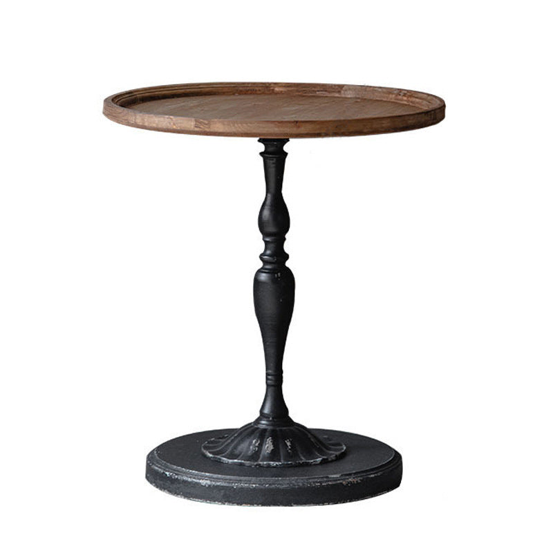 French Country Style Cocktail Table Solid Wood with White/black Metal Base Coffee Table