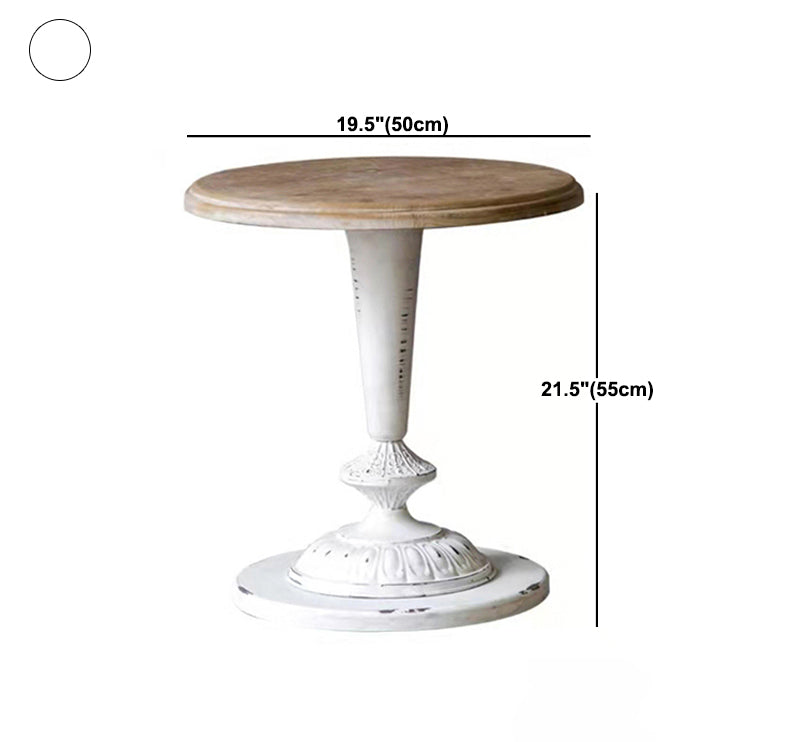 French Country Style Cocktail Table Solid Wood with White/black Metal Base Coffee Table