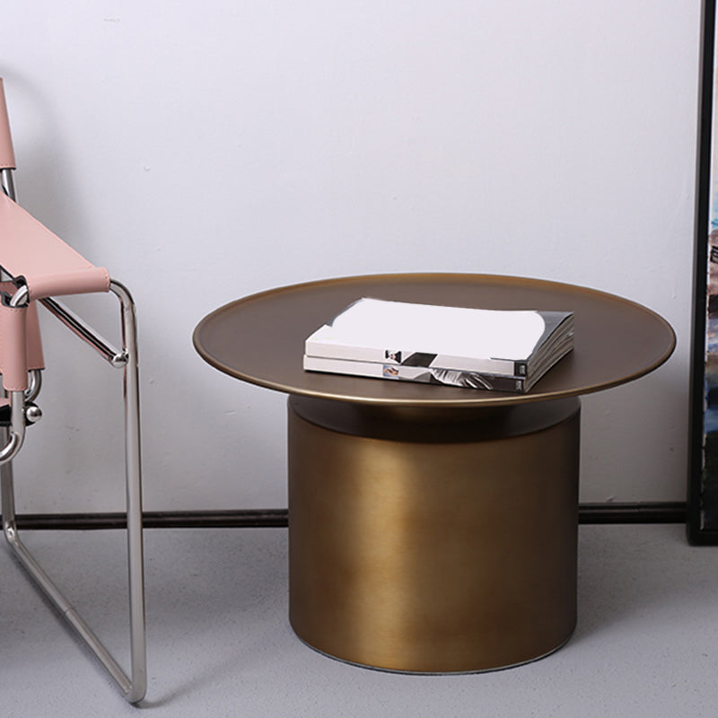 Metal Pedestal End Table Round Solid Color Side End Table for Living Room