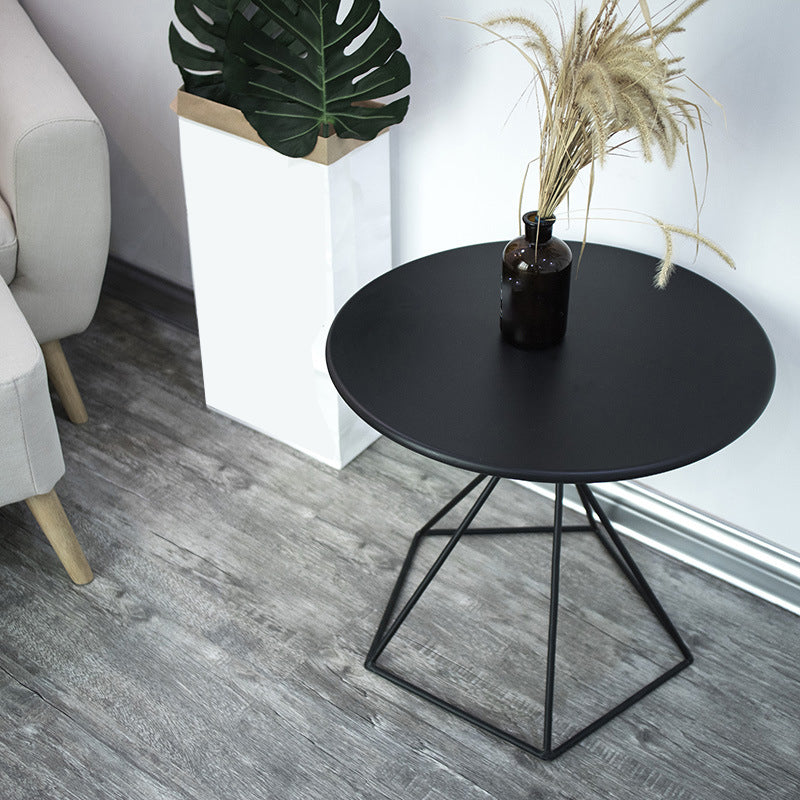 Metal Frame End Table Solid Color Round Side End Table for Living Room