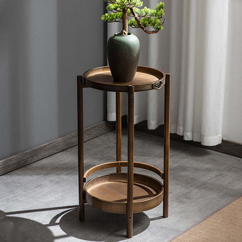 Wood End Table Round/Rectangular Side End Table with Storage