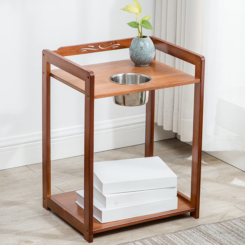 Wood End Table Round/Rectangular Side End Table with Storage