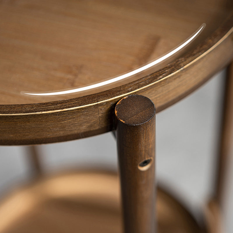 Wood End Table Round/Rectangular Side End Table with Storage