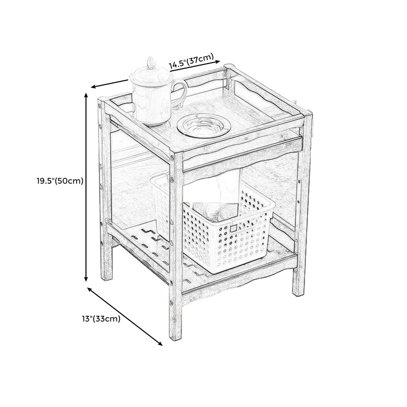 Wood End Table Round/Rectangular Side End Table with Storage