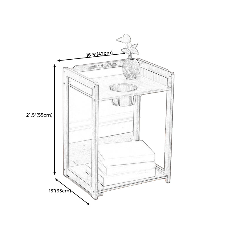 Wood End Table Round/Rectangular Side End Table with Storage
