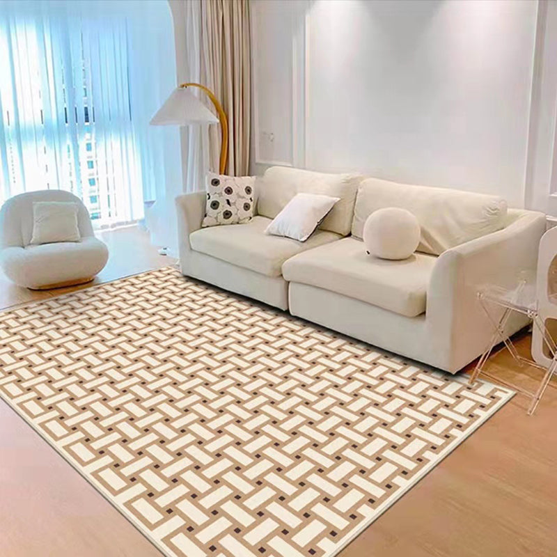 Light Brown Simple Carpet Polyester Pattern Carpet Washable Carpet for Drawing Room