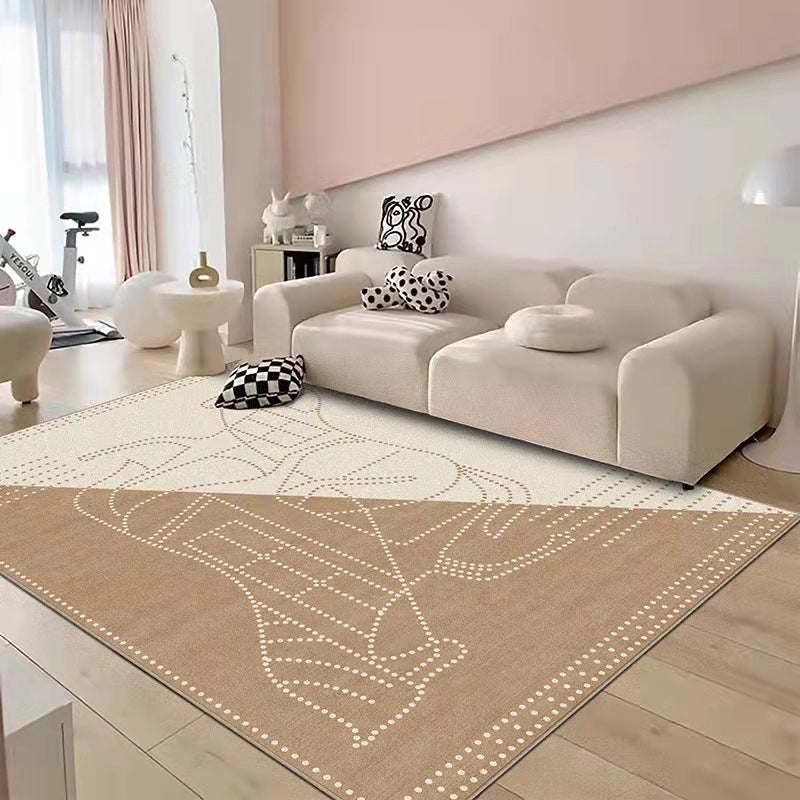 Light Brown Simple Carpet Polyester Pattern Carpet Washable Carpet for Drawing Room