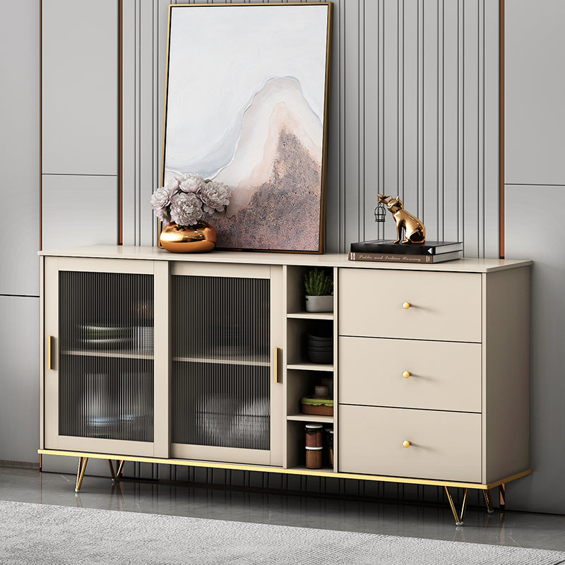 Glass and Sliding Doors Sideboard Modern MDF Kitchen 2-door Breakfront Sideboard