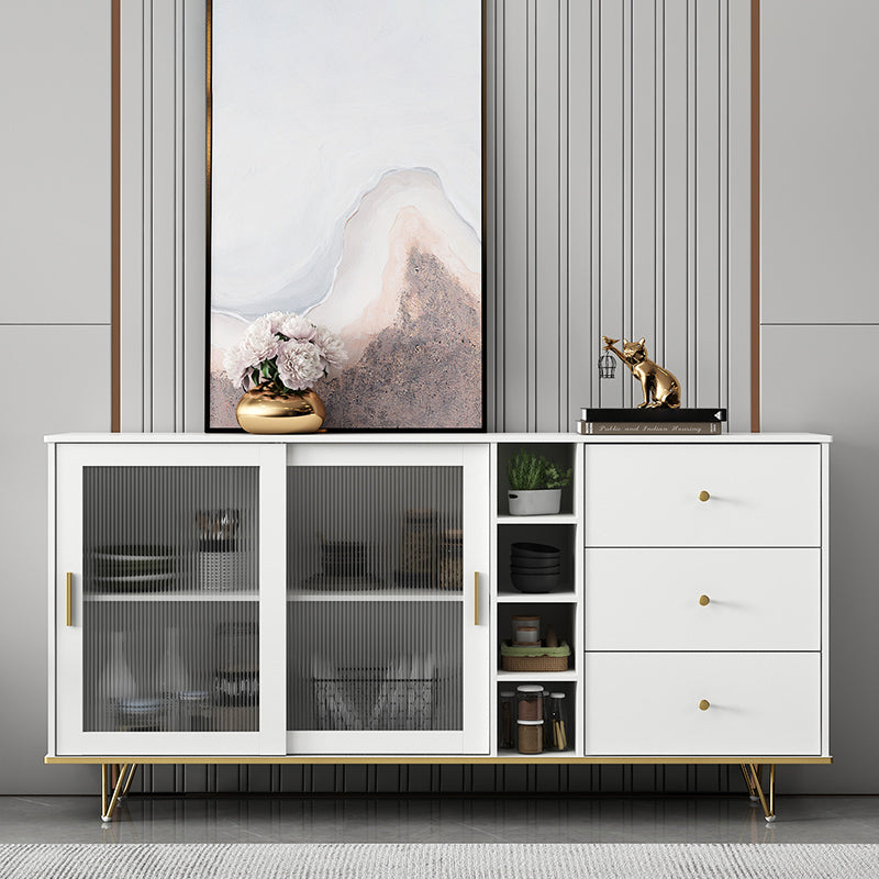 Glass and Sliding Doors Sideboard Modern MDF Kitchen 2-door Breakfront Sideboard