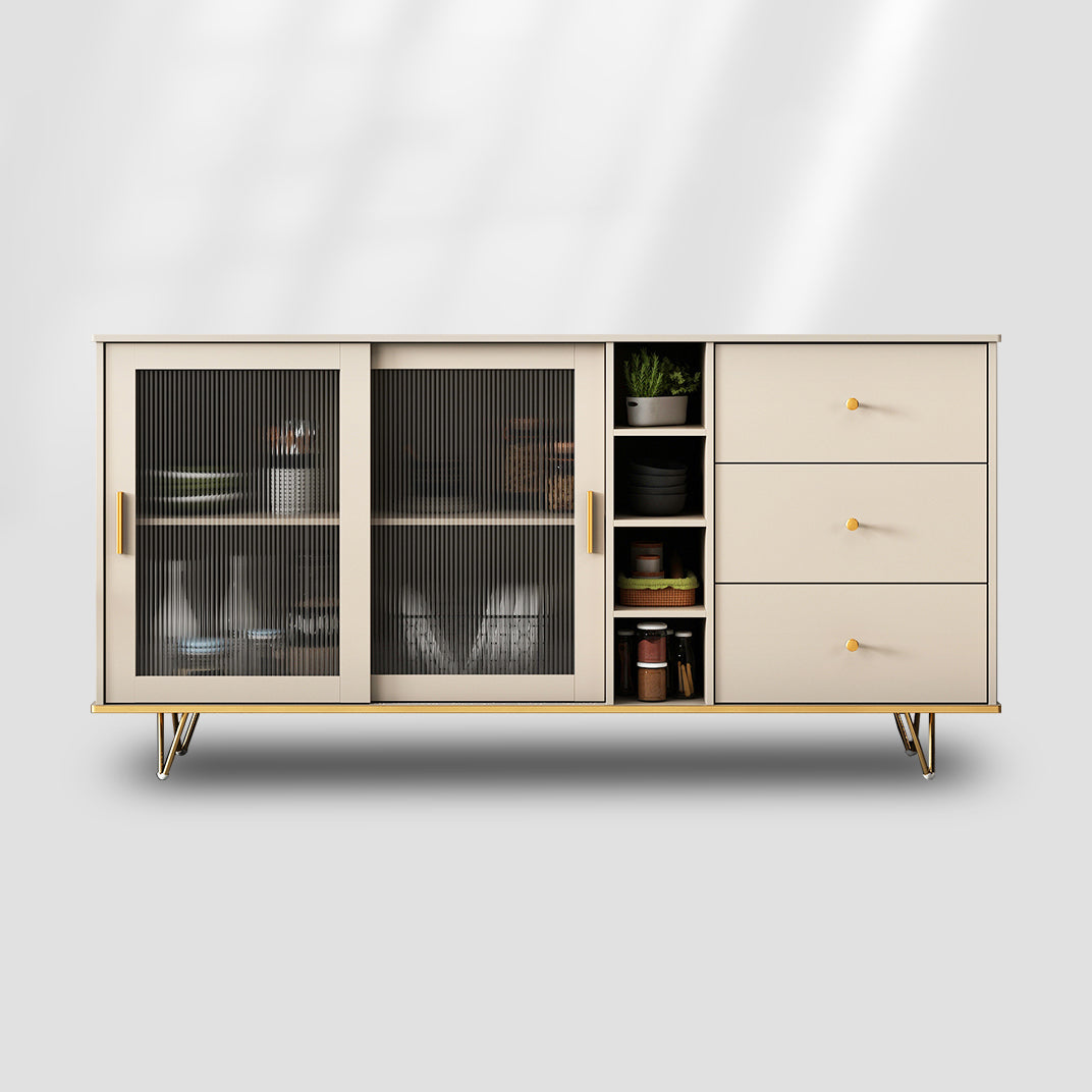 Glass and Sliding Doors Sideboard Modern MDF Kitchen 2-door Breakfront Sideboard