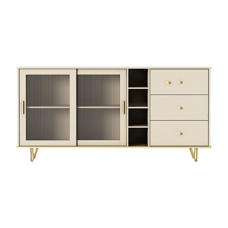 Glass and Sliding Doors Sideboard Modern MDF Kitchen 2-door Breakfront Sideboard