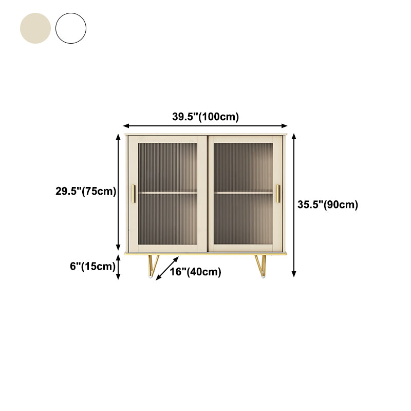 Glass and Sliding Doors Sideboard Modern MDF Kitchen 2-door Breakfront Sideboard