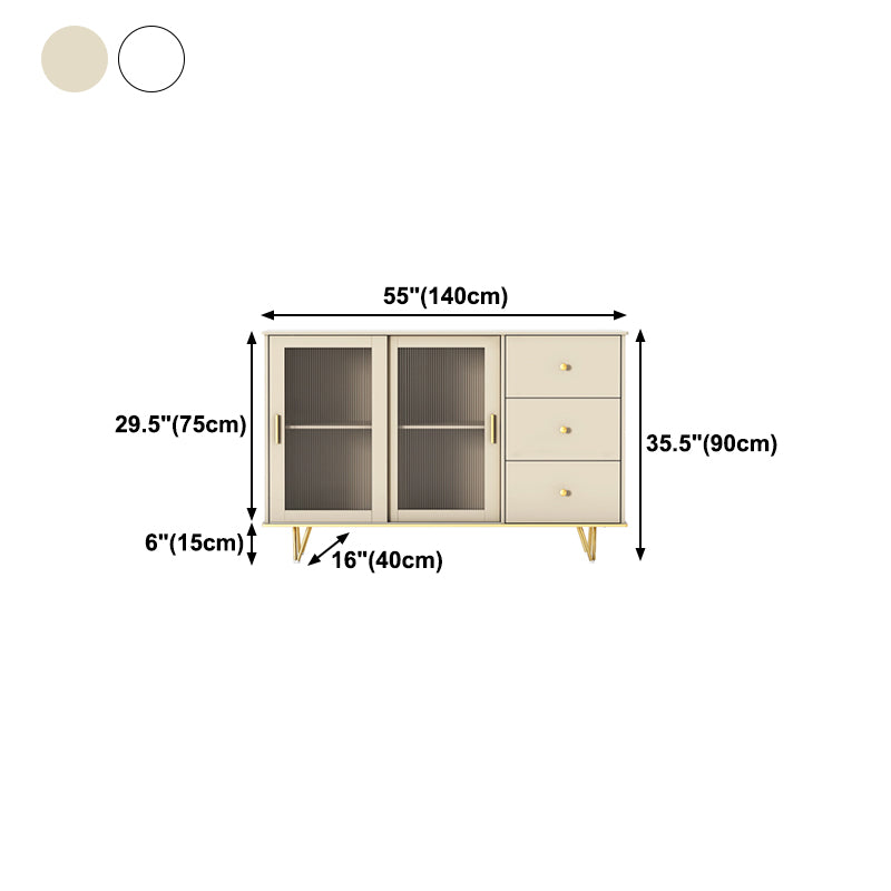 Glass and Sliding Doors Sideboard Modern MDF Kitchen 2-door Breakfront Sideboard