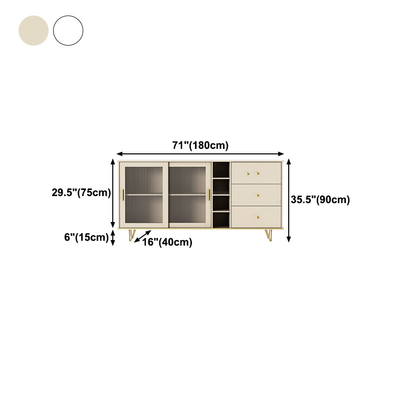 Glass and Sliding Doors Sideboard Modern MDF Kitchen 2-door Breakfront Sideboard