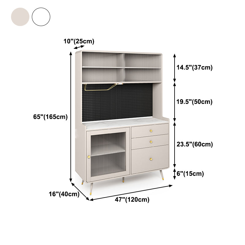 Living Room Dining Buffet Modern Stone and Engineered Wood Buffet Sideboard