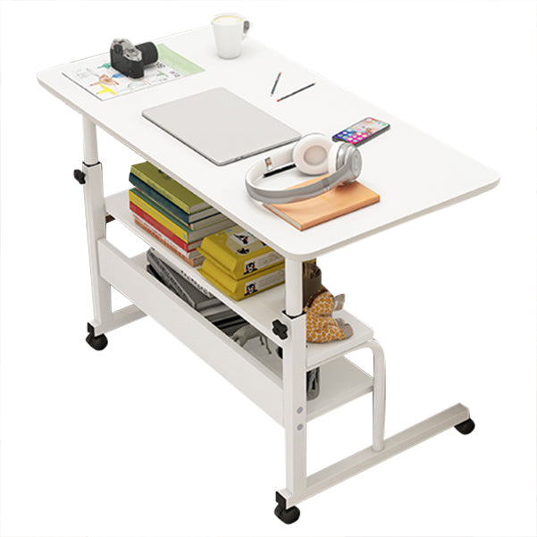 Curved Adjustable Writing Desk Modern Manufactured Wood with Caster Wheels