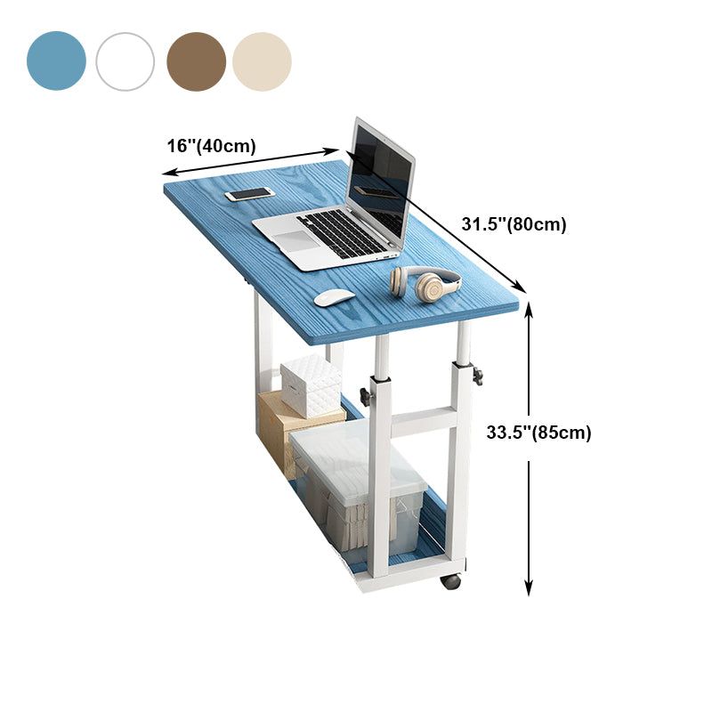 Curved Adjustable Writing Desk Modern Manufactured Wood with Caster Wheels