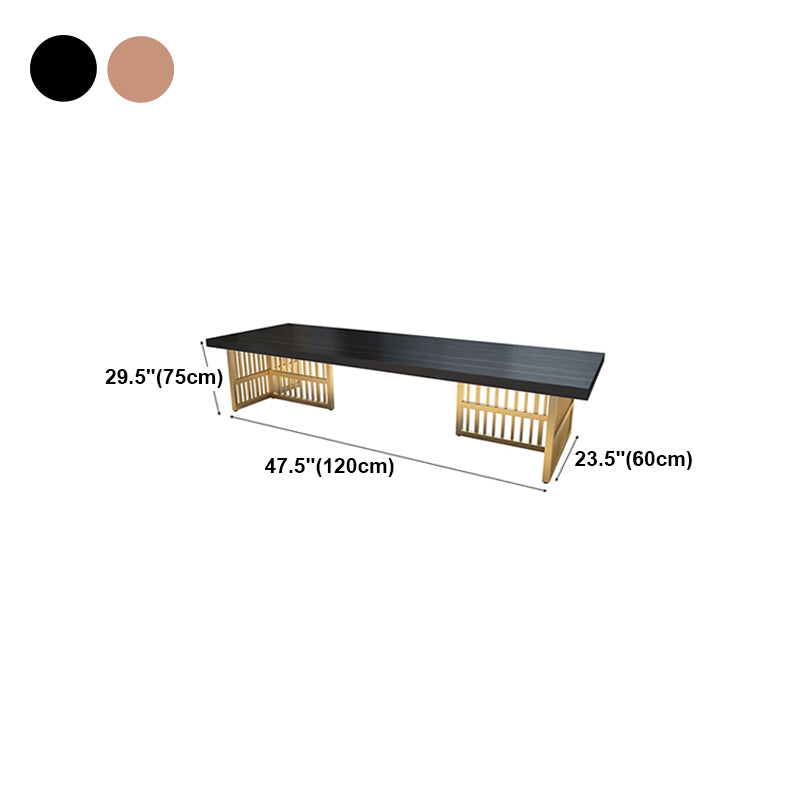 Glam Style Rectangular Office Desk Solid Wood Top Desk with Metal Legs for Office