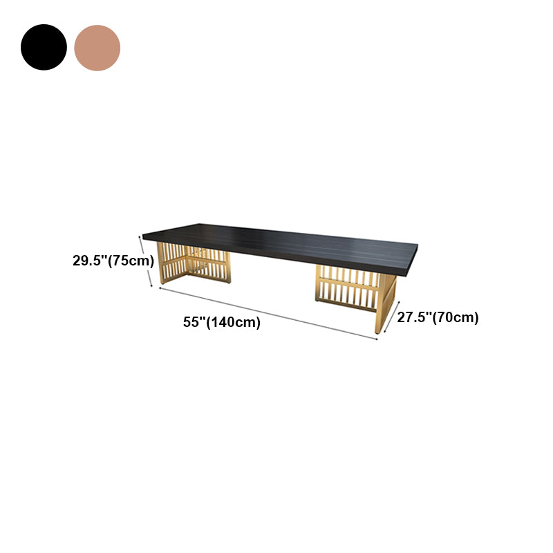 Glam Style Rectangular Office Desk Solid Wood Top Desk with Metal Legs for Office