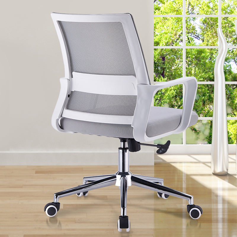 Modern Style Gray Chair Mid Back Fixed Arm Office Chair for Home