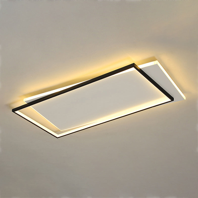 Metal Square Flush Ceiling Light Modern 2 Lights Flush Ceiling Light Fixtures in Black