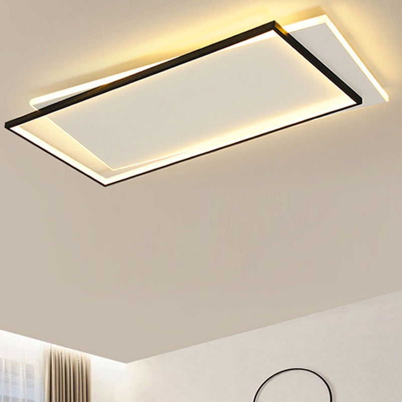 Metal Square Flush Ceiling Light Modern 2 Lights Flush Ceiling Light Fixtures in Black