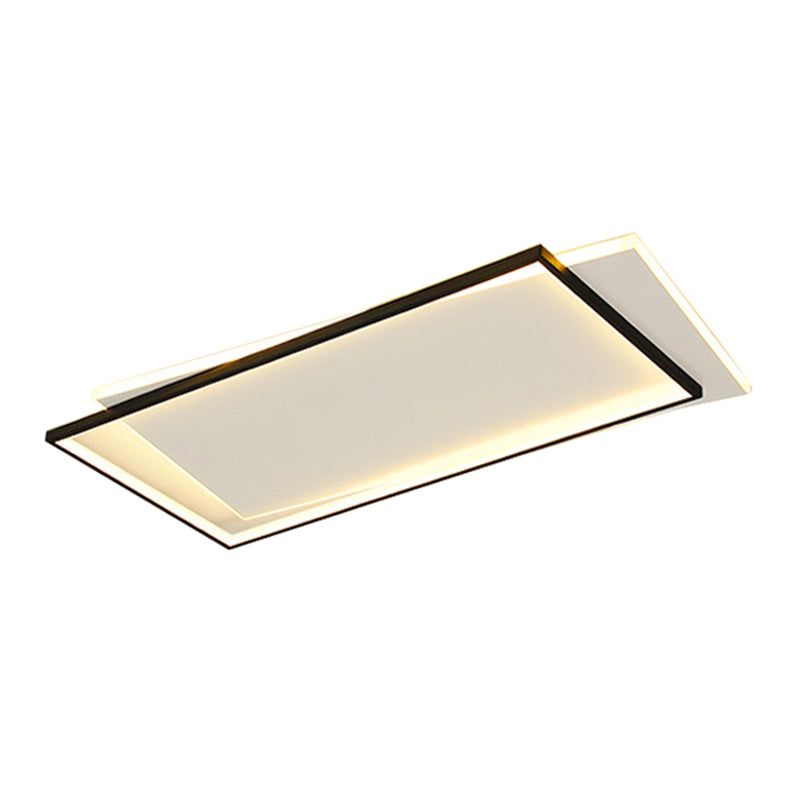 Metal Square Flush Ceiling Light Modern 2 Lights Flush Ceiling Light Fixtures in Black