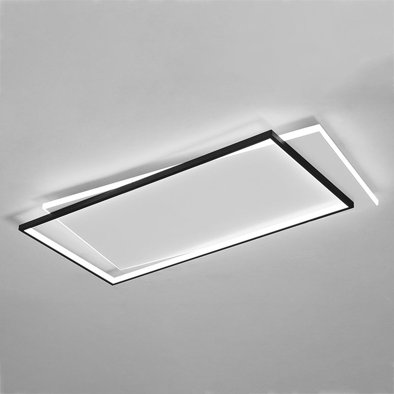 Metal Square Flush Ceiling Light Modern 2 Lights Flush Ceiling Light Fixtures in Black