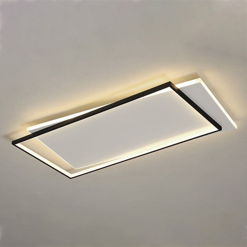 Metal Square Flush Ceiling Light Modern 2 Lights Flush Ceiling Light Fixtures in Black