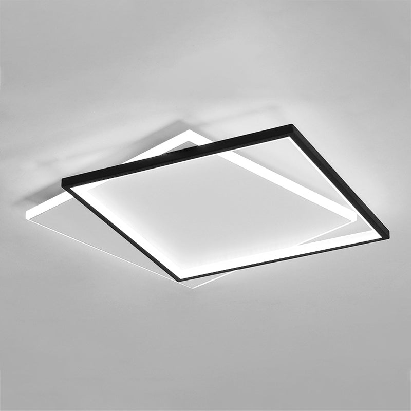 Metal Square Flush Ceiling Light Modern 2 Lights Flush Ceiling Light Fixtures in Black