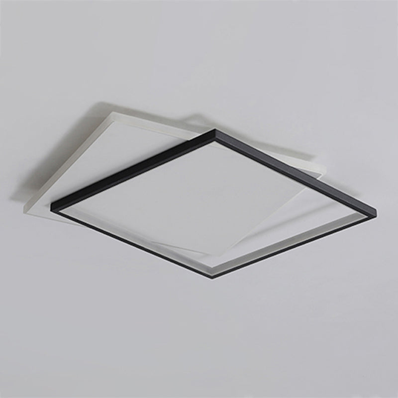 Metal Square Flush Ceiling Light Modern 2 Lights Flush Ceiling Light Fixtures in Black