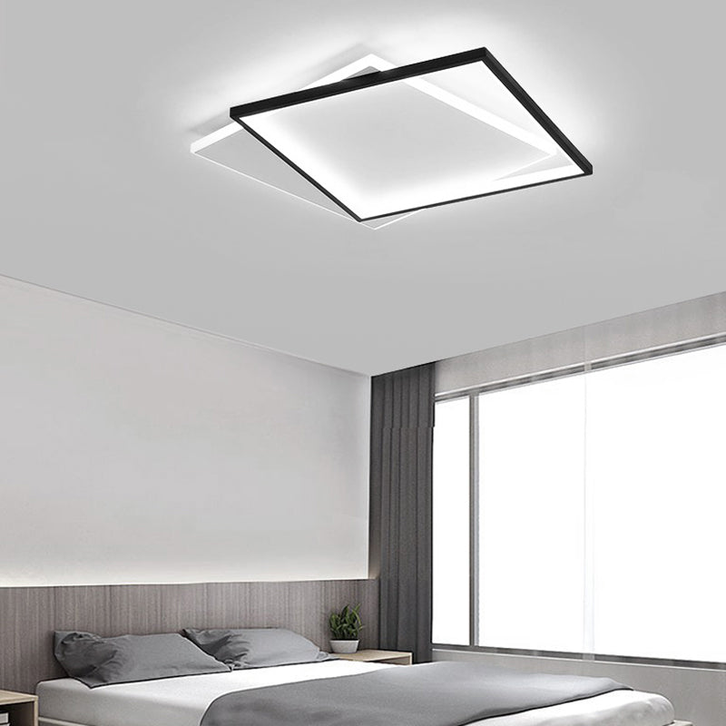 Metal Square Flush Ceiling Light Modern 2 Lights Flush Ceiling Light Fixtures in Black