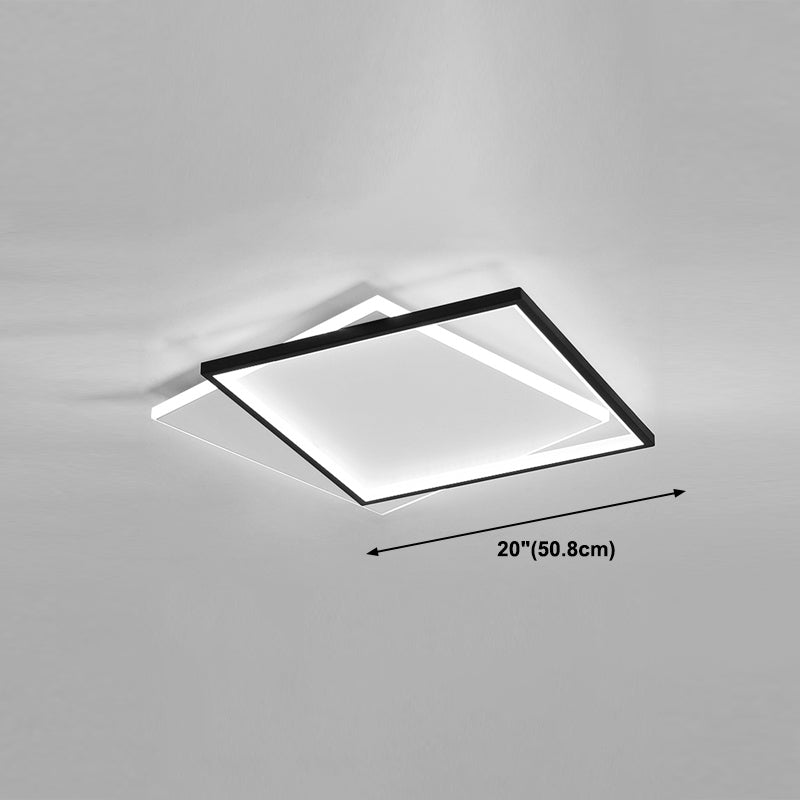 Metal Square Flush Ceiling Light Modern 2 Lights Flush Ceiling Light Fixtures in Black