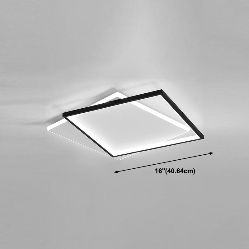 Metal Square Flush Ceiling Light Modern 2 Lights Flush Ceiling Light Fixtures in Black