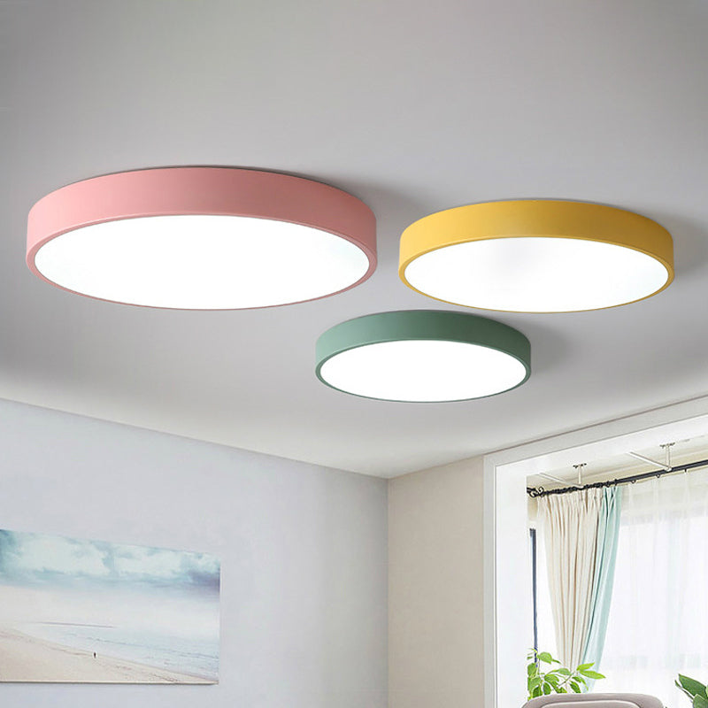 Modern Style Circle Shape Ceiling Lamp Metal 1 Light Ceiling Lighting for Living Room