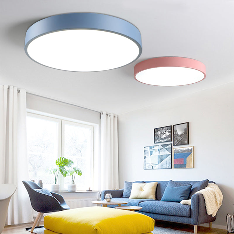 Modern Style Circle Shape Ceiling Lamp Metal 1 Light Ceiling Lighting for Living Room