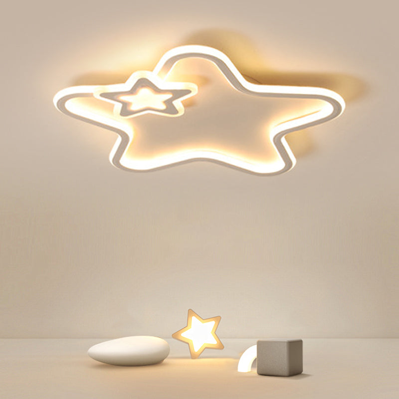 Metal Star Shape Flush Ceiling Light Kid Style 2 Lights Flush Ceiling Light Fixtures