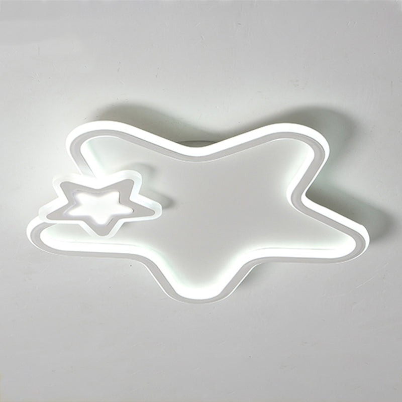 Metal Star Shape Flush Ceiling Light Kid Style 2 Lights Flush Ceiling Light Fixtures