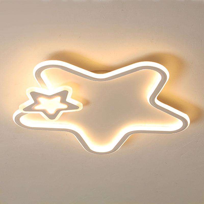 Metal Star Shape Flush Ceiling Light Kid Style 2 Lights Flush Ceiling Light Fixtures