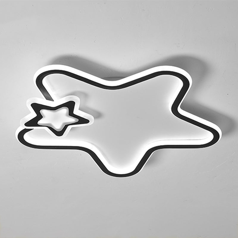 Metal Star Shape Flush Ceiling Light Kid Style 2 Lights Flush Ceiling Light Fixtures