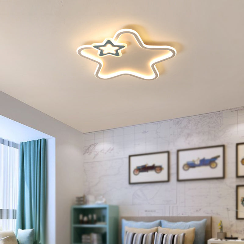 Metal Star Shape Flush Ceiling Light Kid Style 2 Lights Flush Ceiling Light Fixtures