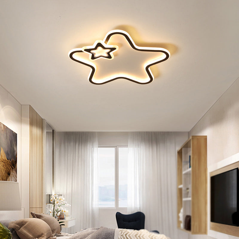 Metal Star Shape Flush Ceiling Light Kid Style 2 Lights Flush Ceiling Light Fixtures