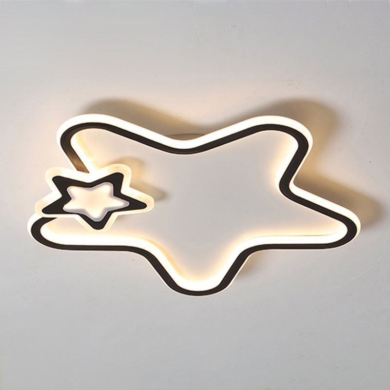 Metal Star Shape Flush Ceiling Light Kid Style 2 Lights Flush Ceiling Light Fixtures