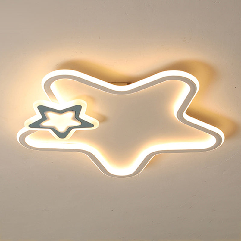 Metal Star Shape Flush Ceiling Light Kid Style 2 Lights Flush Ceiling Light Fixtures