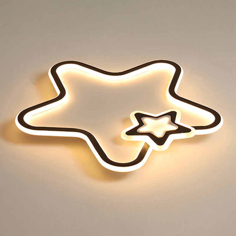 Metal Star Shape Flush Ceiling Light Kid Style 2 Lights Flush Ceiling Light Fixtures