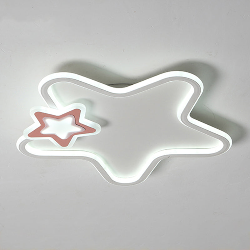 Metal Star Shape Flush Ceiling Light Kid Style 2 Lights Flush Ceiling Light Fixtures