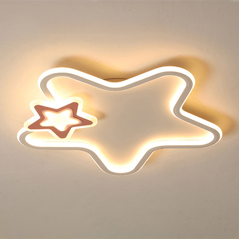 Metal Star Shape Flush Ceiling Light Kid Style 2 Lights Flush Ceiling Light Fixtures