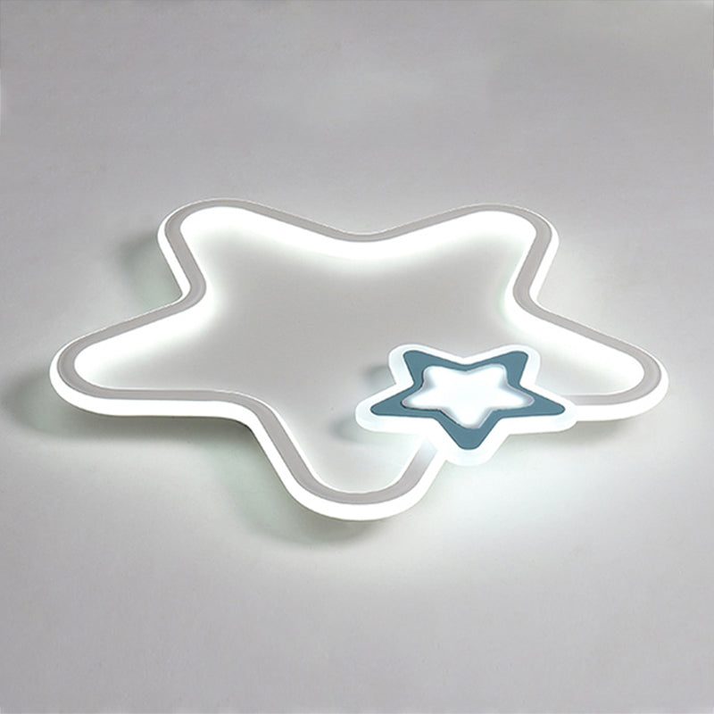 Metal Star Shape Flush Ceiling Light Kid Style 2 Lights Flush Ceiling Light Fixtures